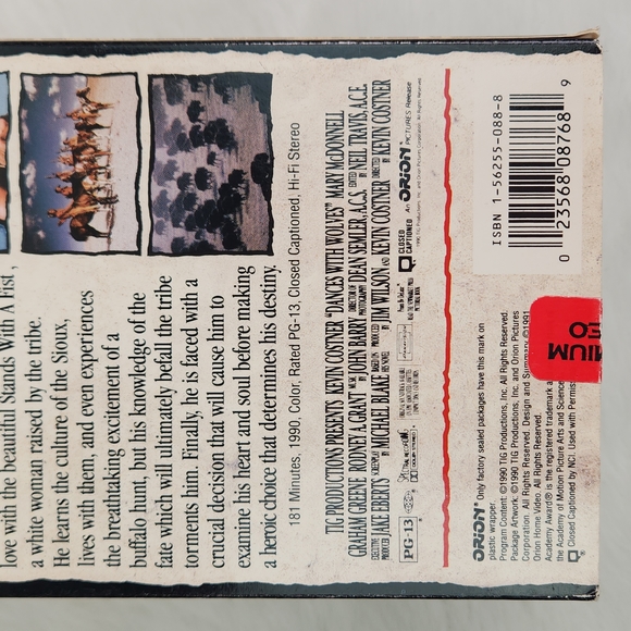 Dances with Wolves VHS 1990 Orion First Edition, Out of Print - Picture 5 of 12